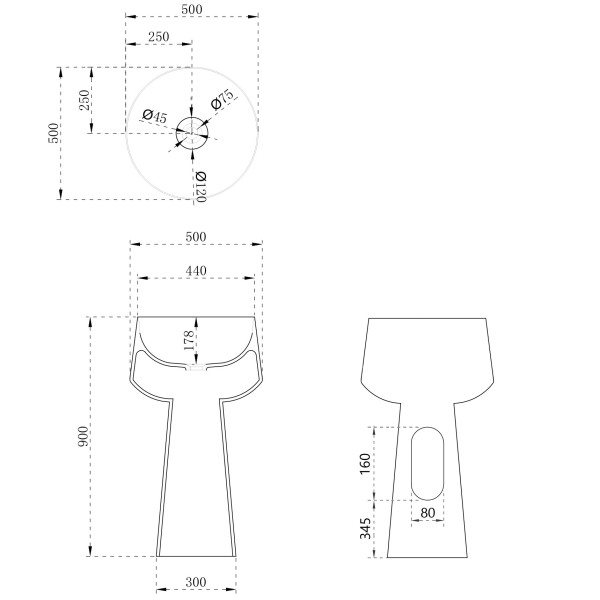 Раковина напольная Stein (белый матовый) Раковина напольная Stein (белый матовый)
