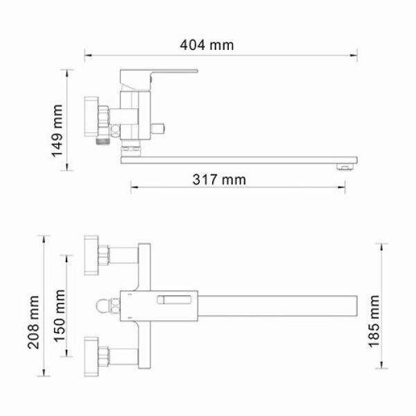 Смеситель для ванны и душа WasserKRAFT Alme с длинным изливом (1502L)