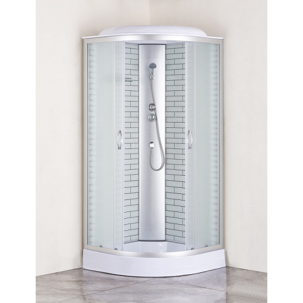 Душевая кабина Loranto 90x90x215 стекло матовое, профиль хром, белый кирпичный узор (CS-6690-13FW 90)