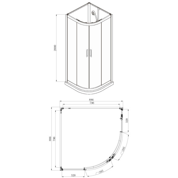 Душевая кабина Azario Richmond 90x90x200 стекло прозрачное, профиль хром (AZ-N10812 90)