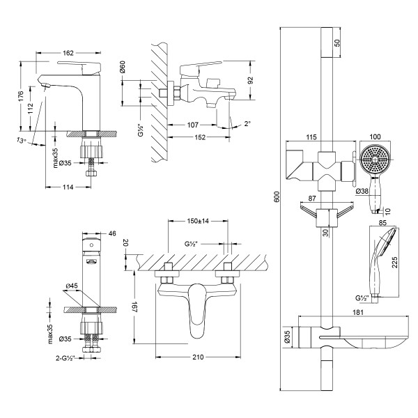 Комплект смесителей lemark Point хром (LM0380C) Комплект смесителей lemark Point хром (LM0380C)