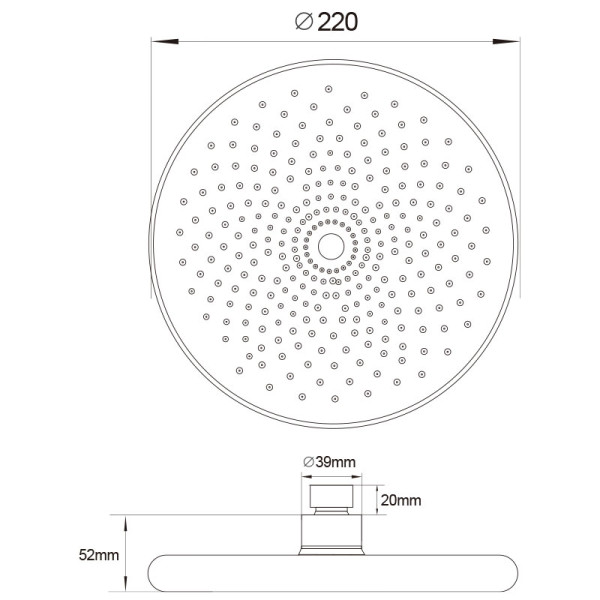 Верхний душ Melodia d220 мм черный (MKP27007Сbk)