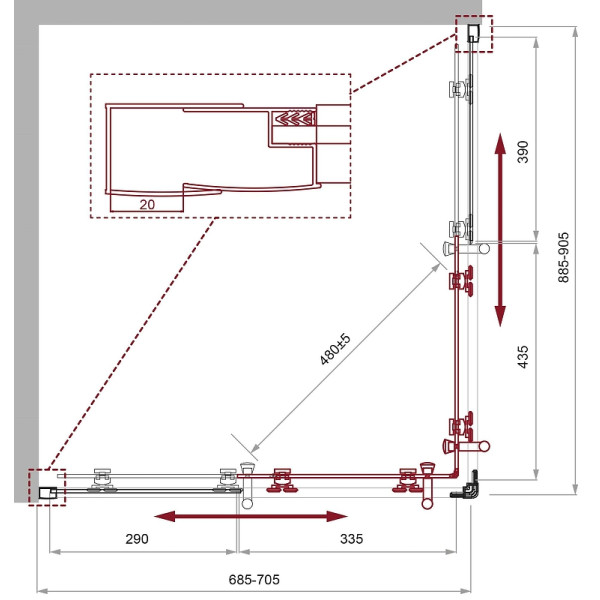 Душевой уголок BelBagno Uno-195 90x70x195 стекло прозрачное, профиль хром (UNO-195-AH-2-90/70-C-Cr)