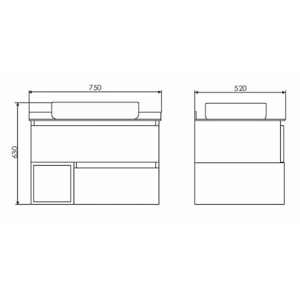 Тумба подвесная с раковиной Comforty Прага 750x520x630 дуб белый/графит (00-00014832)