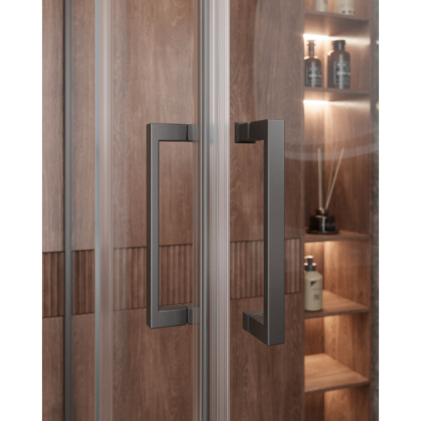 Душевой уголок Cezares Molveno 130x130x195 стекло прозрачное, профиль оружейная сталь (MOLVENO-A-22-100+30-C-GM-IV)