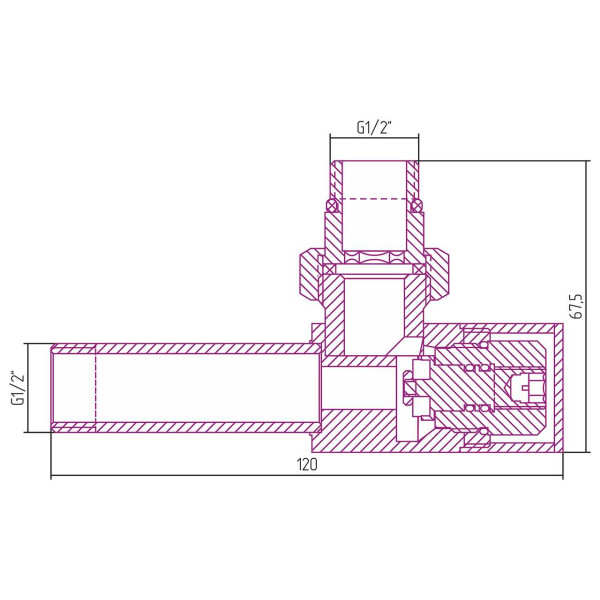 Вентиль Сунержа прямой под шестигранник 1/2"Нx1/2"Н (00-1404-1212)