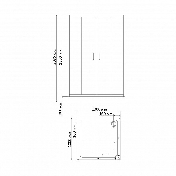 Душевой уголок BandHours Toledo 100 100х100 поддон в комплекте, стекло прозрачное, профиль хром Душевой уголок BandHours Toledo 100 100х100 поддон в комплекте, стекло прозрачное, профиль хром