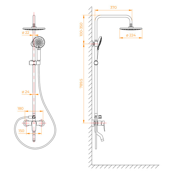 Душевая система RGW Shower Panels черный (59140125-04)