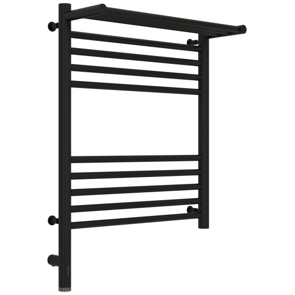 Полотенцесушитель электрический Сунержа Богема 3.0 600x500 с полочкой провод слева матовый чёрный (31-5806-6050)