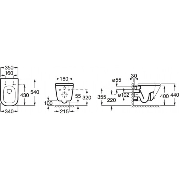Унитаз подвесной Roca The Gap 35x54x35 белый (7.3464.7.L00.0)