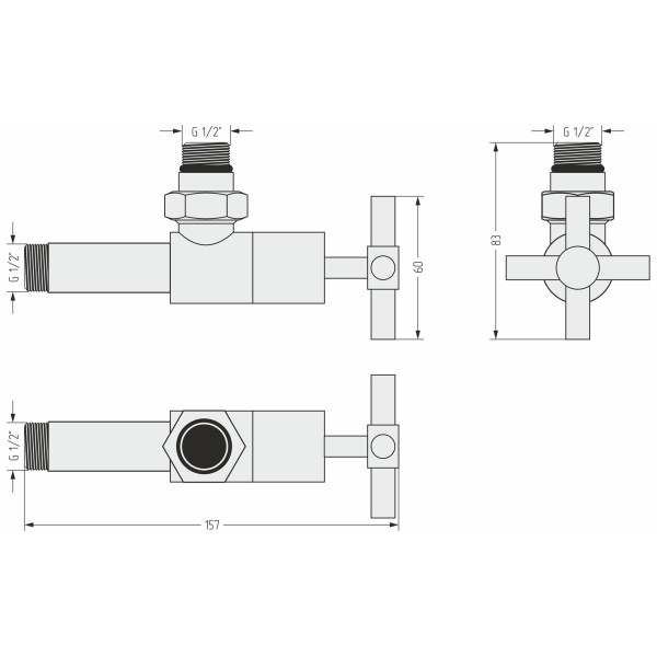 Вентиль угловой Сунержа 1/2"х1/2" НР крест матовый белый (30-1408-1212)