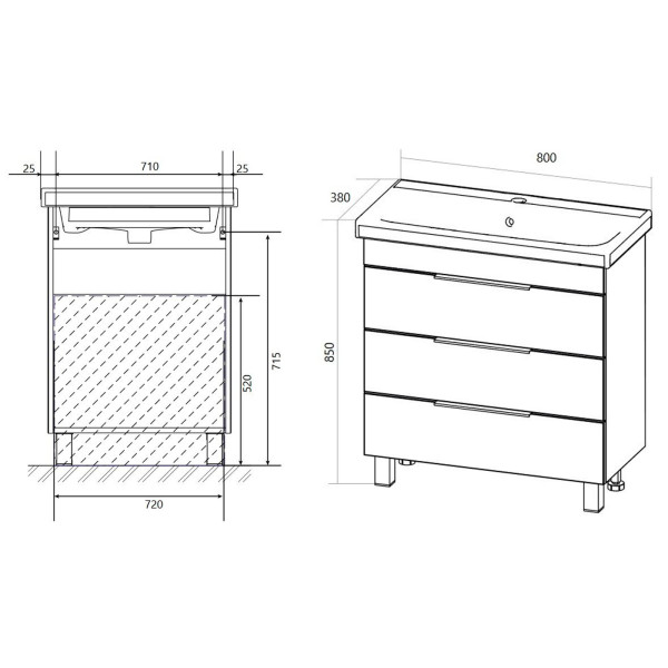 Тумба напольная 1Marka Gaula 800*380*850 черная (У92547) Тумба напольная 1Marka Gaula 800*380*850 черная (У92547)