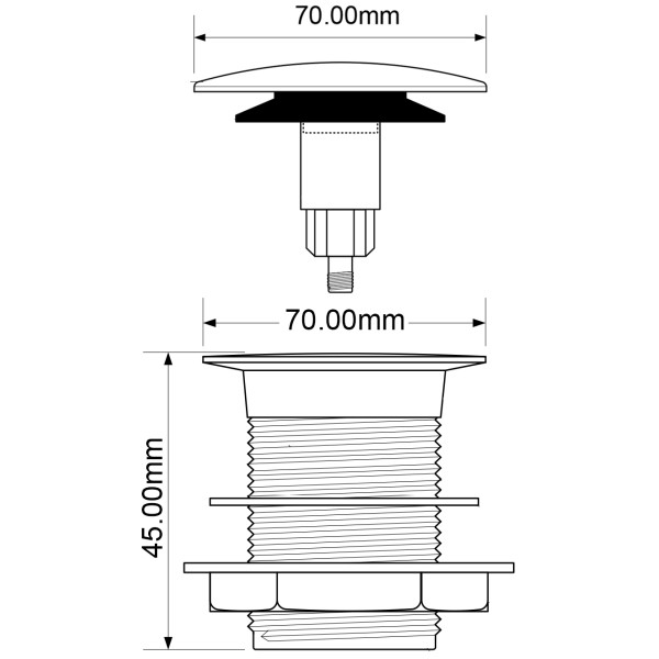 Донный клапан McAlpine 40 мм. Quick Clac (пробка 70 мм., металл) (CBW70-CB)