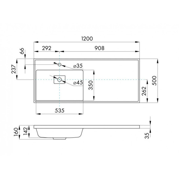 Раковина над стиральной машиной Aquaton Лайн 50x120x16 L белый (1.A728.6.3KL.F01.L)