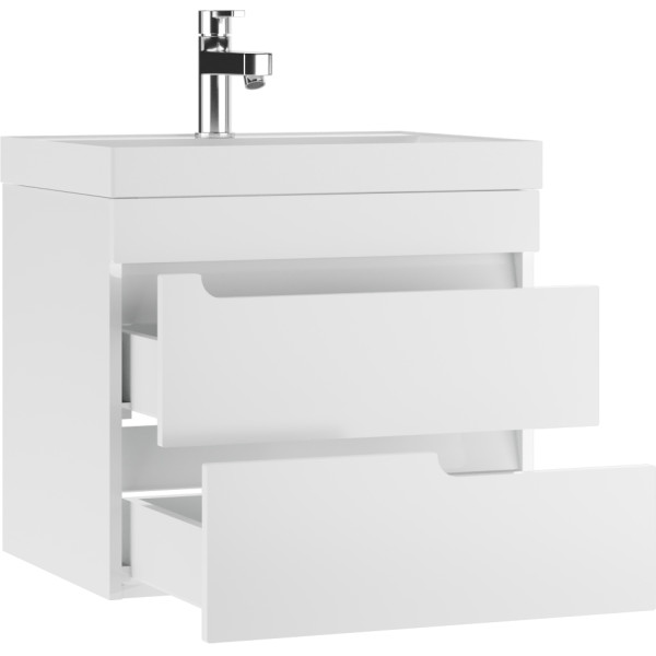 Тумба подвесная под умывальник Bazis 60 Веста с двумя ящиками В2 Айсберг Домино (DV5914T)