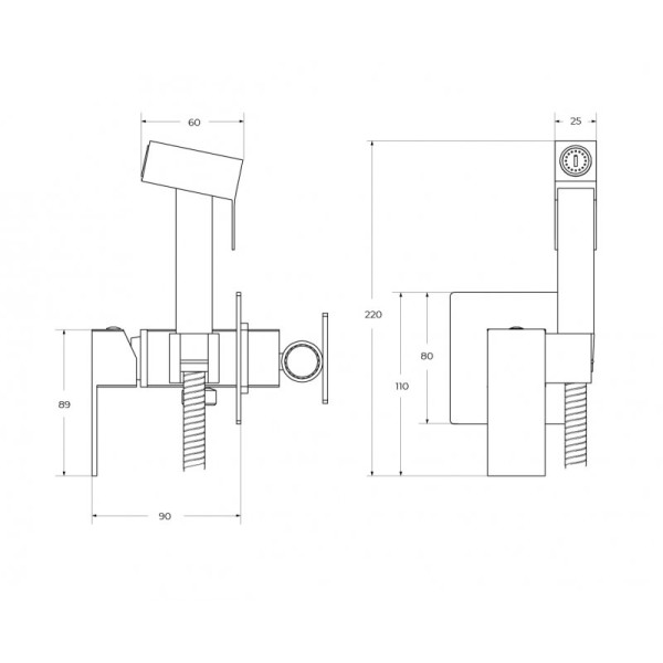 Смеситель с гигиеническим душем Cezares Slider хром глянцевый (SLIDER-DIF-01)