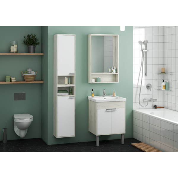 Пенал подвесной Aquaton Флай 350x240x910 L белый, дуб крафт (1.A237.9.03F.AX1.L)