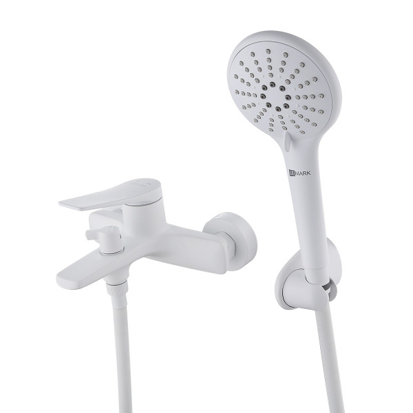 Смеситель для ванны и душа Lemark Bronx белый матовый (LM3714MW)