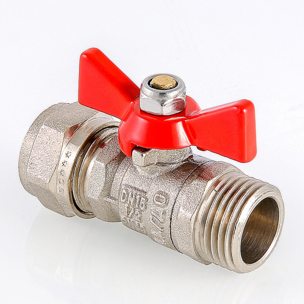 Кран 16х1/2"Н шаровый обжим Valtec (красная бабочка) VT.341.N.1604