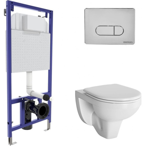 Комплект инсталляция с унитазом Berges Novum525 c с кнопкой D3, с сиденьем микролифт (042417) Комплект инсталляция с унитазом Berges Novum525 c с кнопкой D3, с сиденьем микролифт (042417)