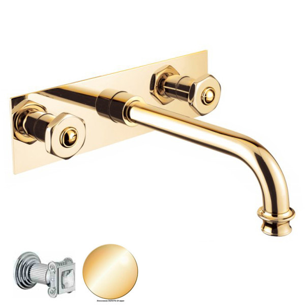 Смеситель для раковины Cezares Aphrodite золотой, ручки квадратные - кристалл Swarovski (APHRODITE-BLS2-03/24-Sw)