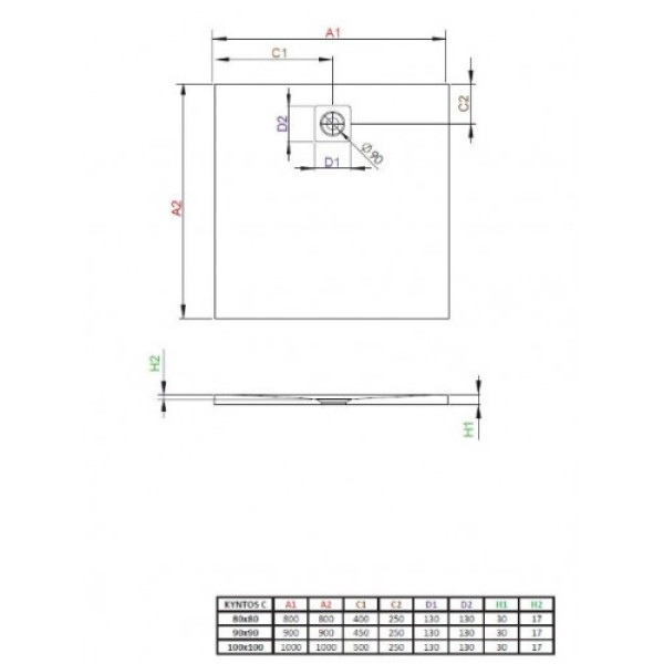 Душевой поддон Veconi TZ08 80x80 (TZ08-80K-01-19C3)