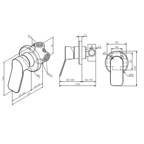 Смеситель для душа AM.PM X-Joy черный (F85A65022) Смеситель для душа AM.PM X-Joy черный (F85A65022)