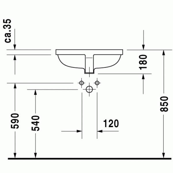 Раковина врезная Duravit Starck 49х36 без отверстия под смеситель (0305490000)