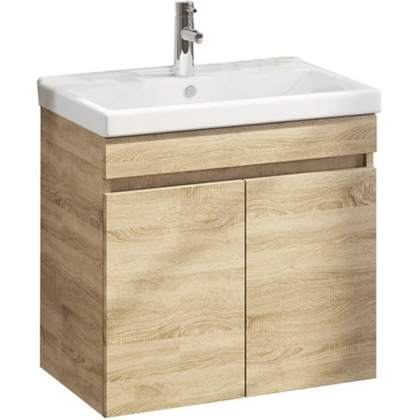 Тумба подвесная с раковиной Comforty Тромсе 600x400x630 дуб сонома (00004142217)