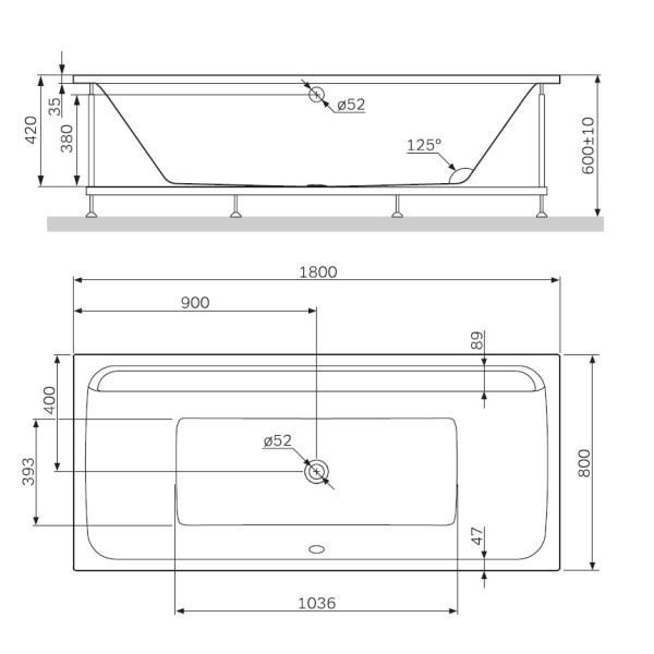 Каркас для ванны AM.PM Inspire 2.0 180 (W52A-180-080W-R)