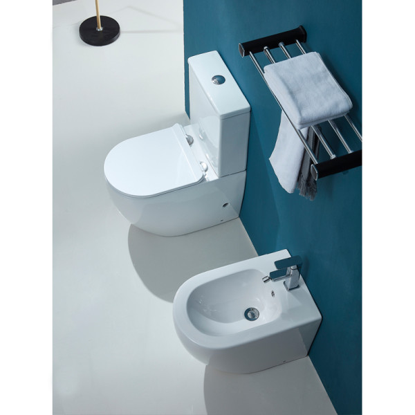 Унитаз напольный Maro безободковый с сиденьем микролифт 650x360x850 (AZ-2125)