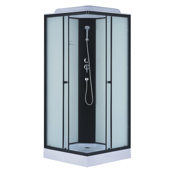 Душевая кабина Loranto 88x88x215 стекло матовое, профиль черный (CS-992EBTM/W-90)