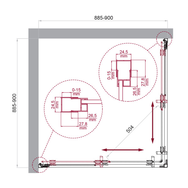 Душевой уголок BelBagno Luce 90x90x195 стекло прозрачное, профиль хром (LUCE-A-2-90-C-Cr)