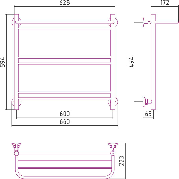 Полотенцесушитель водяной Стилье Версия-Н1 600х600 (Полка+1+2+2) П 16 белый (12621-6060) Полотенцесушитель водяной Стилье Версия-Н1 600х600 (Полка+1+2+2) П 16 белый (12621-6060)