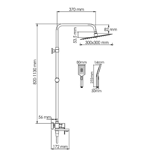Душевая система WasserKRAFT черная (A277.162.130.BM)