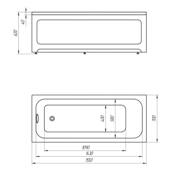 Ванна акриловая Aquatek Мия 155x70 белая (MIY155-0000001 ) Ванна акриловая Aquatek Мия 155x70 белая (MIY155-0000001 )