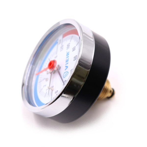 Термоманометр 1/2" 0-120°С 6 бар 80 мм Vieir (аксиальный) (YF6) Термоманометр 1/2" 0-120°С 6 бар 80 мм Vieir (аксиальный) (YF6)