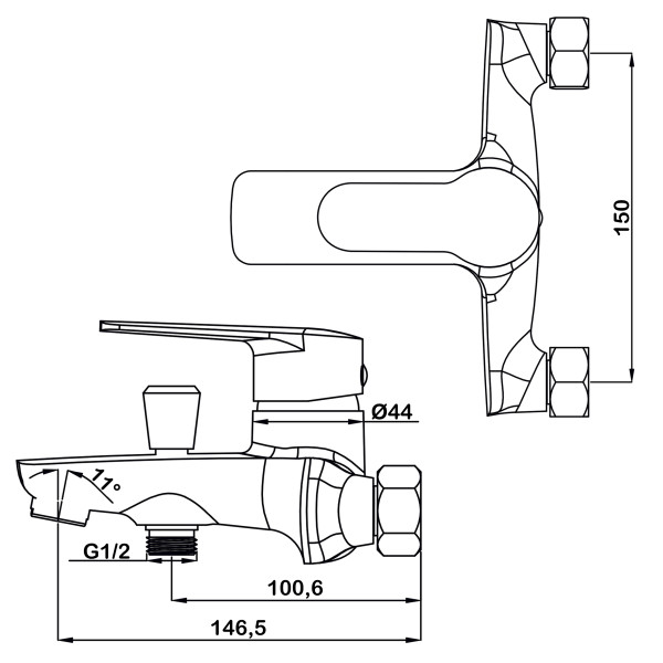 Смеситель для ванны Swedbe Olymp хром (1830)