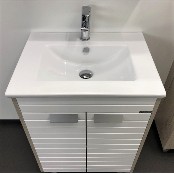 Тумба напольная Comforty Кама 610x855x470 белый глянцевый с раковиной (00-00001452)