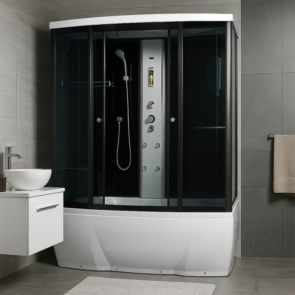 Душевая кабина Loranto Selak 85x150x215 стекло тонированное, профиль черный (CS0054498)