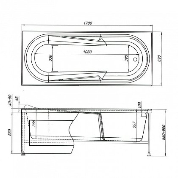 Экран фронтальный для ванны Aquanet Hellas 170 Экран фронтальный для ванны Aquanet Hellas 170