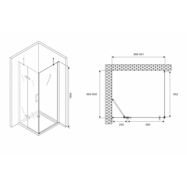 Душевой уголок Abber Zart 90x90 стекло прозрачное, профиль профиль хром (AG08090-S91)