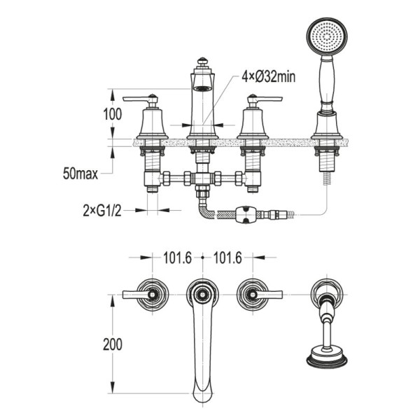 Смеситель для ванны и душа Cezares Liberty с душевым комплектом, хром (LIBERTY-F-BVD4-01) Смеситель для ванны и душа Cezares Liberty с душевым комплектом, хром (LIBERTY-F-BVD4-01)
