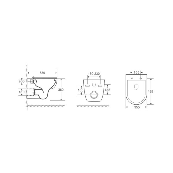 Унитаз подвесной Pavia безободковый с сидением микролифт 530x355x360 (AZ-2142)