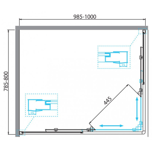 Душевой уголок BelBagno DUE 100x80 стекло прозрачное, профиль хром (DUE-AH-2-100/80-C-Cr)