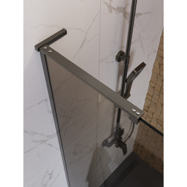 Душевое ограждение BelBagno Uno 90x200 стекло тонированное бронзовое, профиль оружейная сталь матовая (UNO-L-1-TB-90-BR-GM)