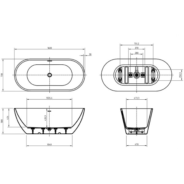 Ванна акриловая BelBagno Uno 160x73 белая (BB701-1600-730-K) Ванна акриловая BelBagno Uno 160x73 белая (BB701-1600-730-K)