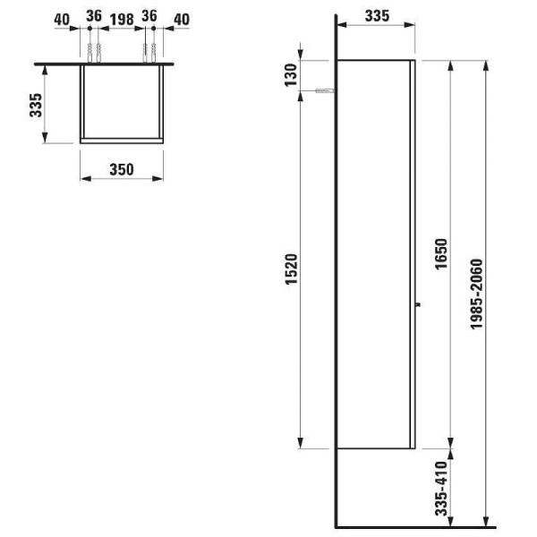 Пенал подвесной Laufen Palace 35x33,5x165 левый белый (4.0202.2.075.463.R) Пенал подвесной Laufen Palace 35x33,5x165 левый белый (4.0202.2.075.463.R)