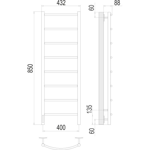 Полотенцесушитель электрический Terminus Классик standart П8 400х850 подключение слева (4670078531353) Полотенцесушитель электрический Terminus Классик standart П8 400х850 подключение слева (4670078531353)
