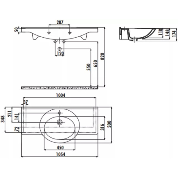 Раковина мебельная Creavit Epic 105x50 белая (ET105-00CB00E-0000) Раковина мебельная Creavit Epic 105x50 белая (ET105-00CB00E-0000)